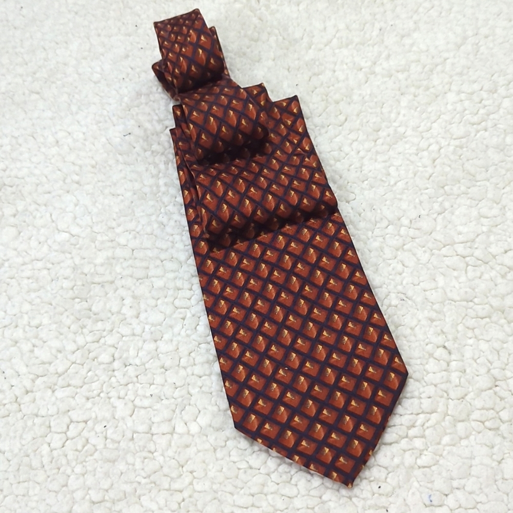 J.Z. RICHARDS for Nordstrom 100% Silk Navy and Rust Orange Neck Tie